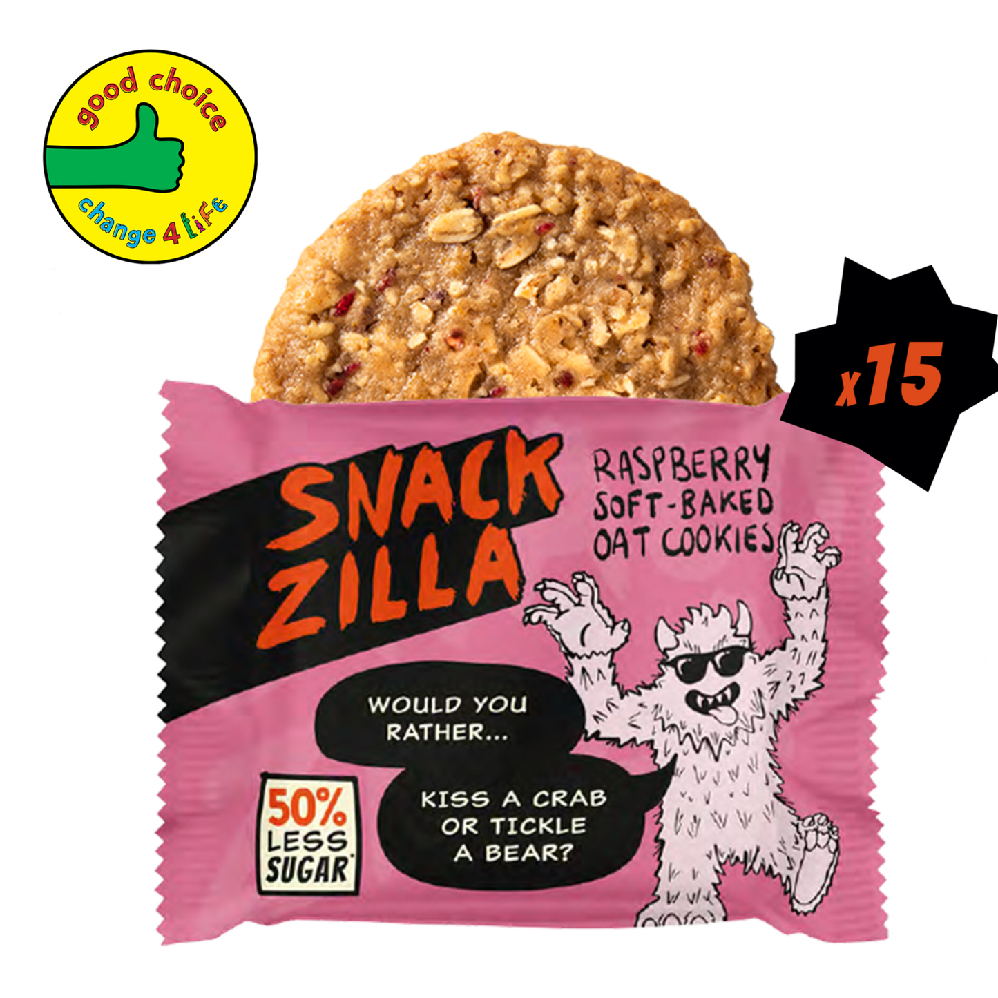 Raspberry Soft Baked Oat Cookies (15 x 30g)
